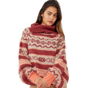 Free People Check Me Out Pullover Cropped Sweater Turtleneck Fuzzy Small New